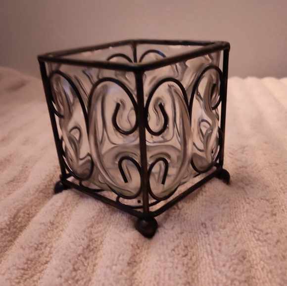 Vintage Home Interiors Leaded Iron Glass Candleholder Votive NIB - Picture 4 of 13